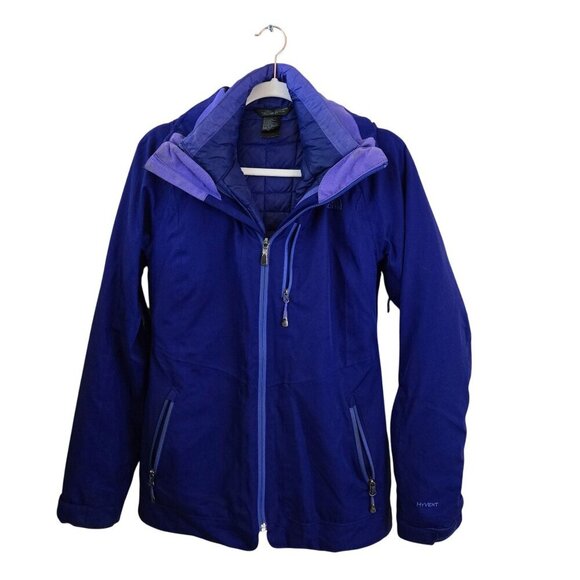The North Face 3 In 1 Hyvent Thermoball-Eco Triclimate Hooded Blue Jacket Size S - Picture 1 of 15